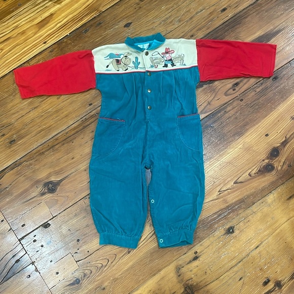 Tiny Tots Original Other - Tiny Tots Original Vintage Button Western Green and Red Onsie Size 24 months